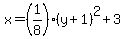 x=%281%2F8%29%28y%2B1%29%5E2%2B3