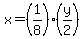 x=%281%2F8%29%28y%2F2%29