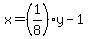 x=%281%2F8%29y+-+1