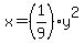 x=%281%2F9%29y%5E2