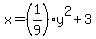 x=%281%2F9%29y%5E2%2B3