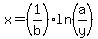 x=%281%2Fb%29ln%28a%2Fy%29