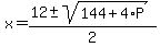 x=%2812%2B-+sqrt%28144%2B4%2AP%29%29%2F2