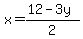 x=%2812-3y%29%2F2