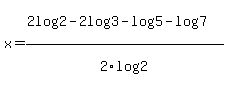 x=%282log%282%29-2log%283%29-log%285%29-log%287%29%29%2F2log%282%29