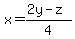 x=%282y-z%29%2F4