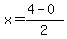 x=%284+-+0%29%2F2