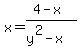 x=%284-x%29%2F%28y%5E2-x%29