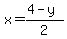 x=%284-y%29%2F2