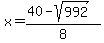 x=%2840-sqrt%28992%29%29%2F8