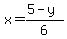 x=%285-y%29%2F6