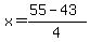 x=%2855-43%29%2F4