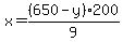 x=%28650-y%29%2A200%2F9