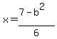 x=%287-b%5E2%29%2F6
