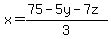 x=%2875-5y-7z%29%2F3