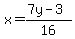 x=%287y-3%29%2F16