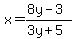 x=%288y-3%29%2F%283y%2B5%29