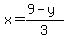 x=%289-y%29%2F3