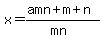 x=%28amn%2Bm%2Bn%29%2F%28mn%29