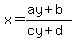 x=%28ay%2Bb%29%2F%28cy%2Bd%29