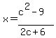 x=%28c%5E2-9%29%2F%282c%2B6%29
