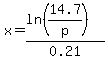 x=%28ln%2814.7%2Fp%29%29%2F0.21