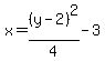 x=%28y-2%29%5E2%2F4-3