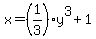 x=+%281%2F3%29y%5E3%2B1