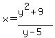 x=+%28y%5E2%2B+9%29%2F%28y+-+5%29