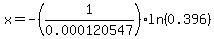 x=-%281%2F0.000120547%29ln%280.396%29