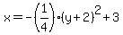 x=-%281%2F4%29%28y%2B2%29%5E2%2B3