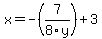 x=-%287%2F8y%29%2B3