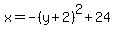 x=-%28y%2B2%29%5E2%2B24