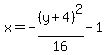 x=-%28y%2B4%29%5E2%2F16-1