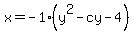 x=-1%28y%5E2-cy-4%29