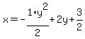 x=-1%2F2%2Ay%5E2%2B2y%2B3%2F2