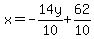 x=-14y%2F10%2B62%2F10