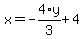 x=-4%2F3%2Ay%2B4