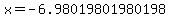 x=-6.98019801980198