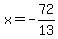 x=-72%2F13