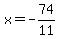 x=-74%2F11