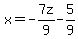 x=-7z%2F9-5%2F9
