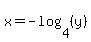 x=-log%284%2C%28y%29%29