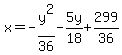 x=-y%5E2%2F36-5y%2F18%2B299%2F36