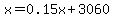 x=0.15x%2B3060