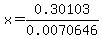 x=0.30103%2F0.0070646