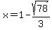 x=1-sqrt%2878%29%2F3