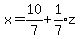 x=10%2F7%2Bexpr%281%2F7%29z