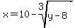 x=10-root%283%2Cy-8%29