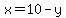 x=10-y